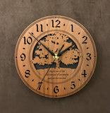 Round Walnut clock with a tree and the words,"May the Peace of God, which transcends all understanding, guard your heart and mind" lasered in the face - larger sizes