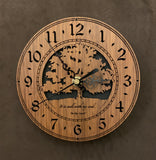 Round walnut clock with a tree and the words, "It is well with my soul" lasered on face - 6.5" size